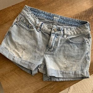 Distressed jean shorts